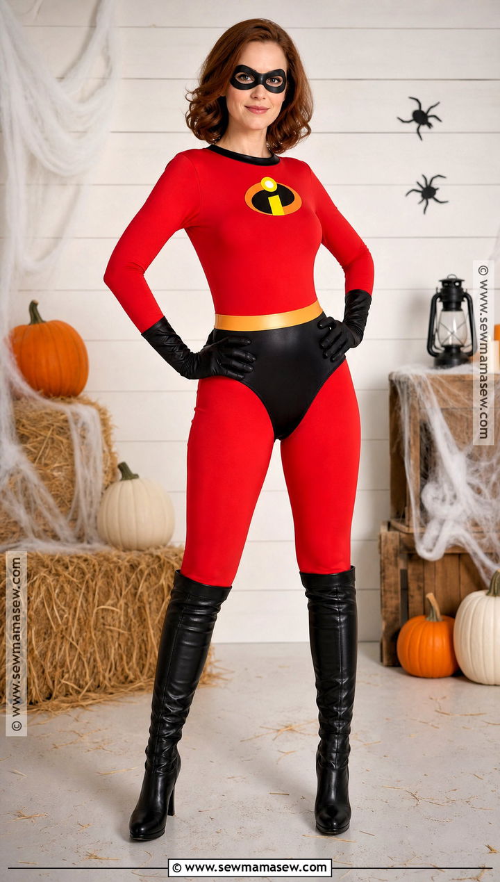 Elastigirl Costume With Black Eye Mask - 30 Superhero Halloween Costumes for Women