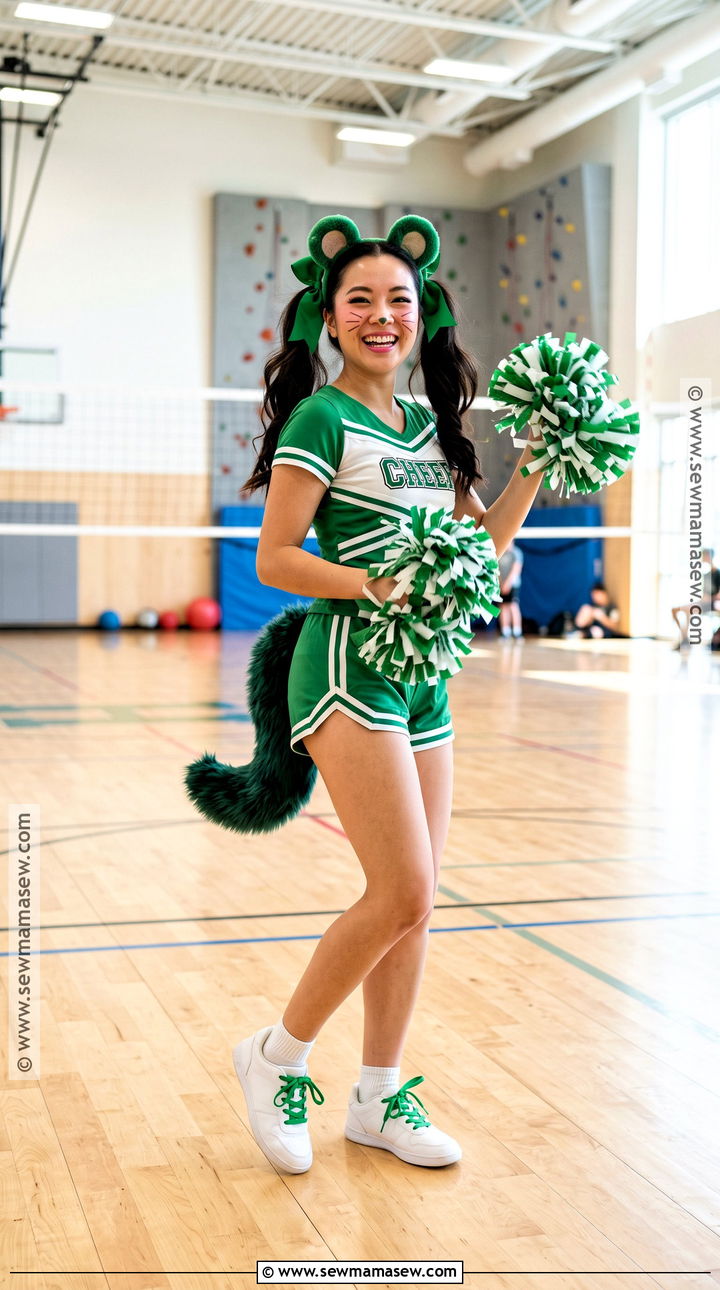 Eleanor Cheerleader Costume With Green Uniform - 35 Alvin And The Chipmunks Costume Ideas for Women