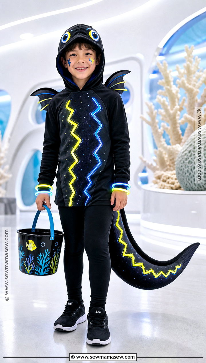 Electric Eel Fish Costume With Neon Stripes - 30 fish costume ideas for kids