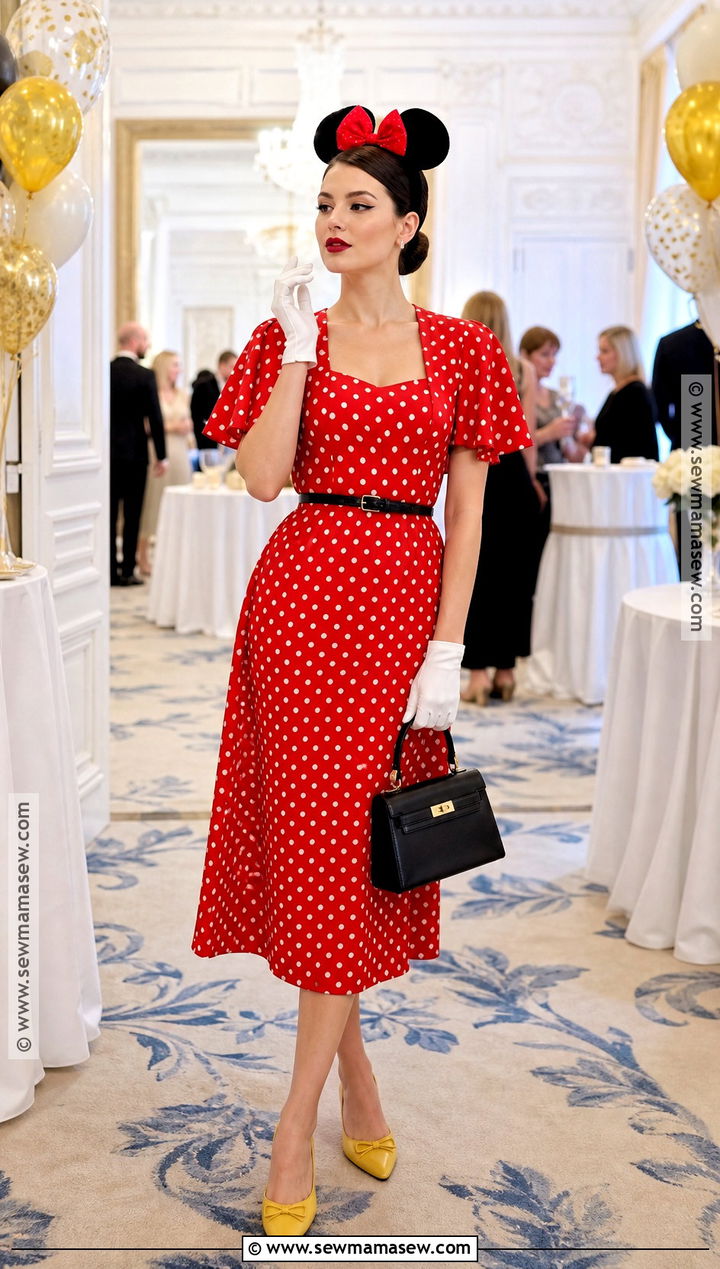 Elegant Minnie Mouse Costume With Midi Dress - 30 minnie mouse costume ideas for women