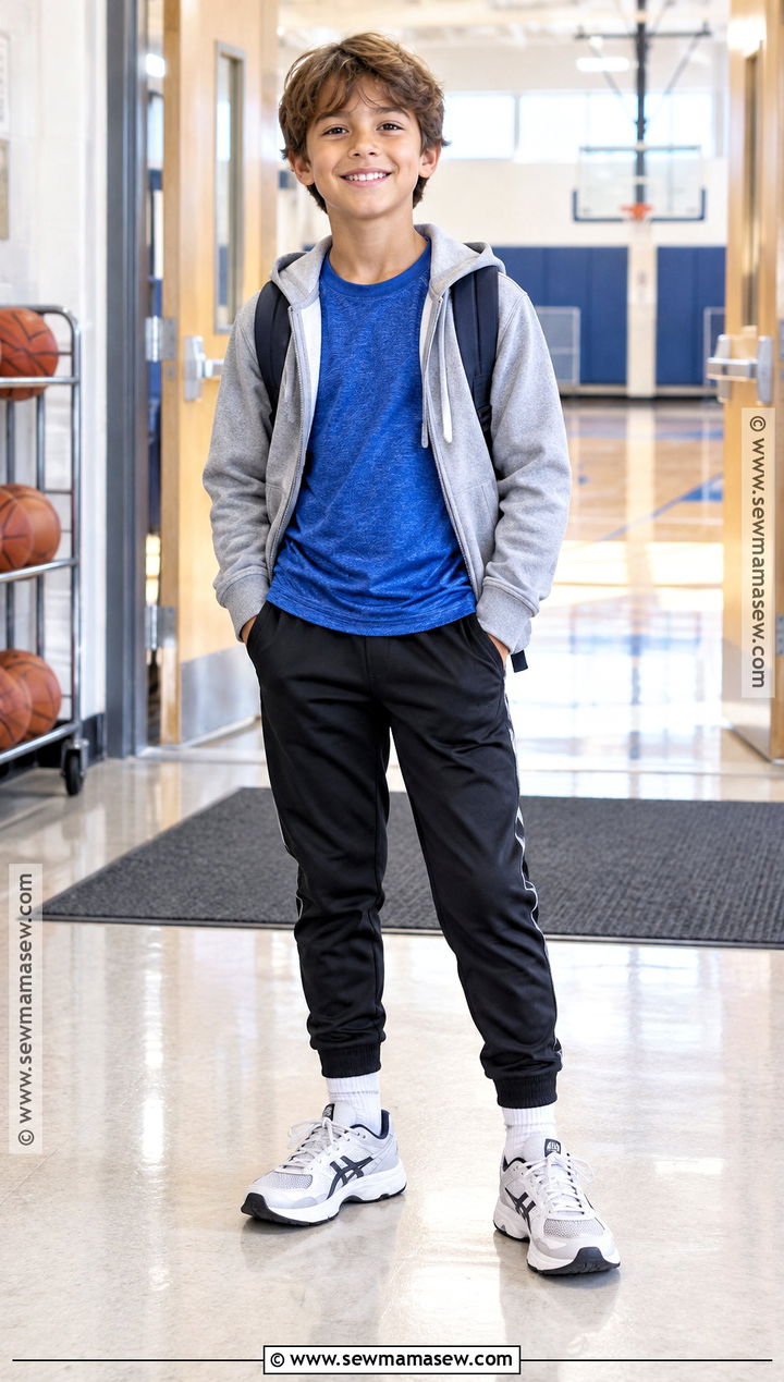 Elementary School Athletic Shirt And Track Pants Outfit - 15 back to school clothes list elementary