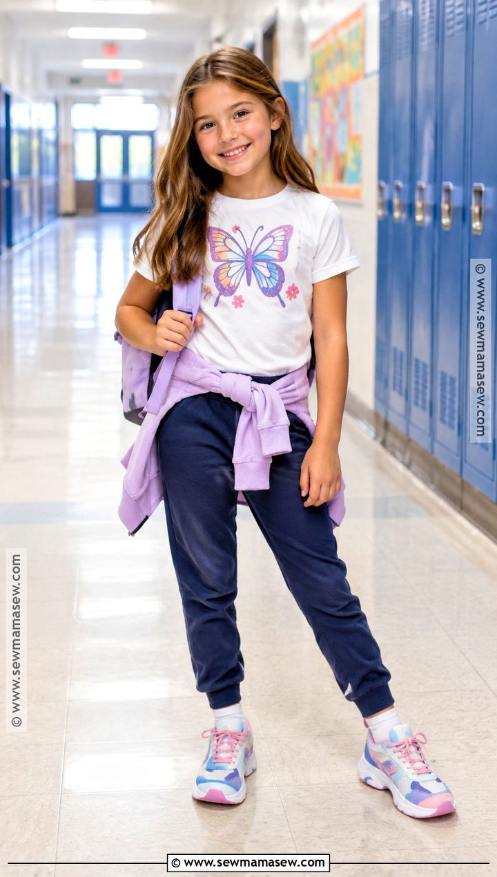 Elementary School Graphic Tee and Jogger Outfit - 15 back to school elementary outfits