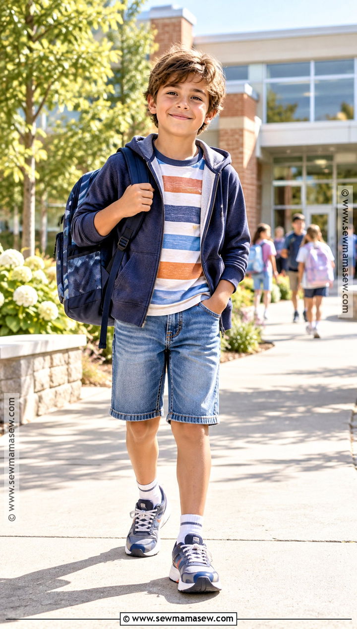 Elementary School Hoodie And Denim Shorts Outfit - 25 back to school outfits elementary for kids