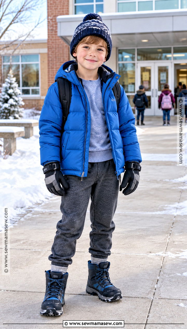 Elementary School Puffer Coat And Winter Pants Outfit - 15 back to school clothes list elementary