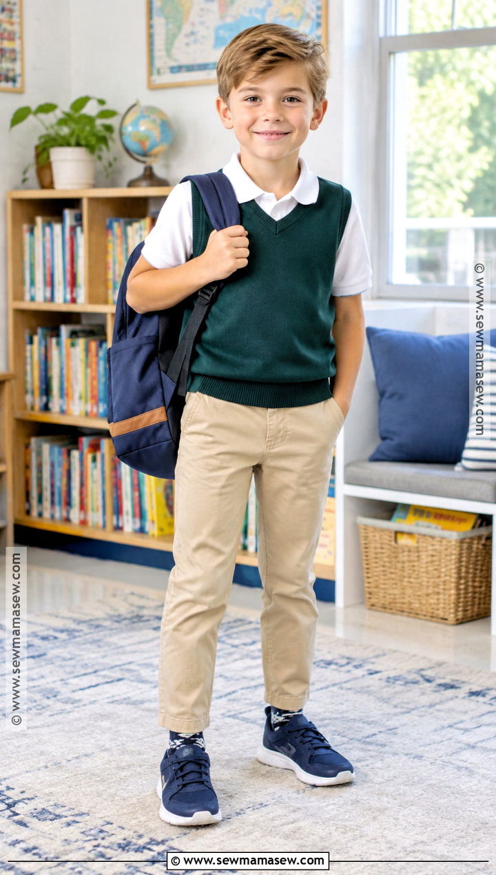 Elementary School Sweater Vest And Chinos Outfit - 25 back to school outfits elementary for kids