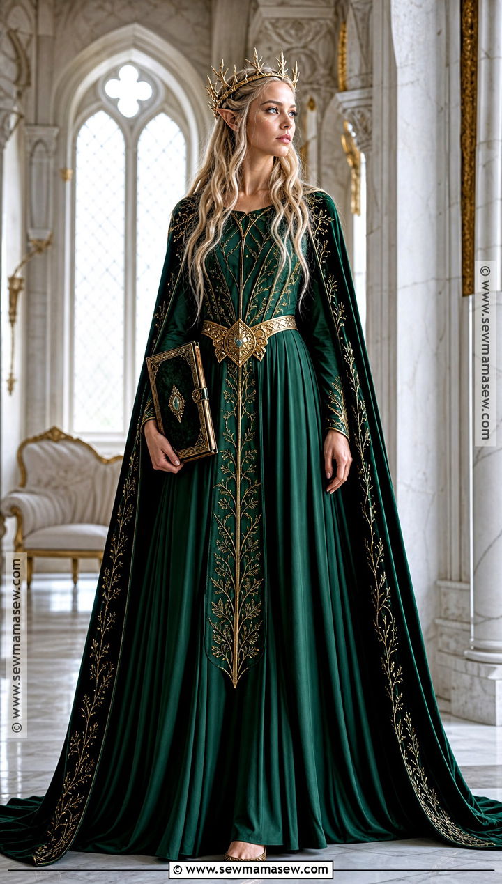 Elf Queen Costume With Gold Crown - 35 Fantasy Costumes