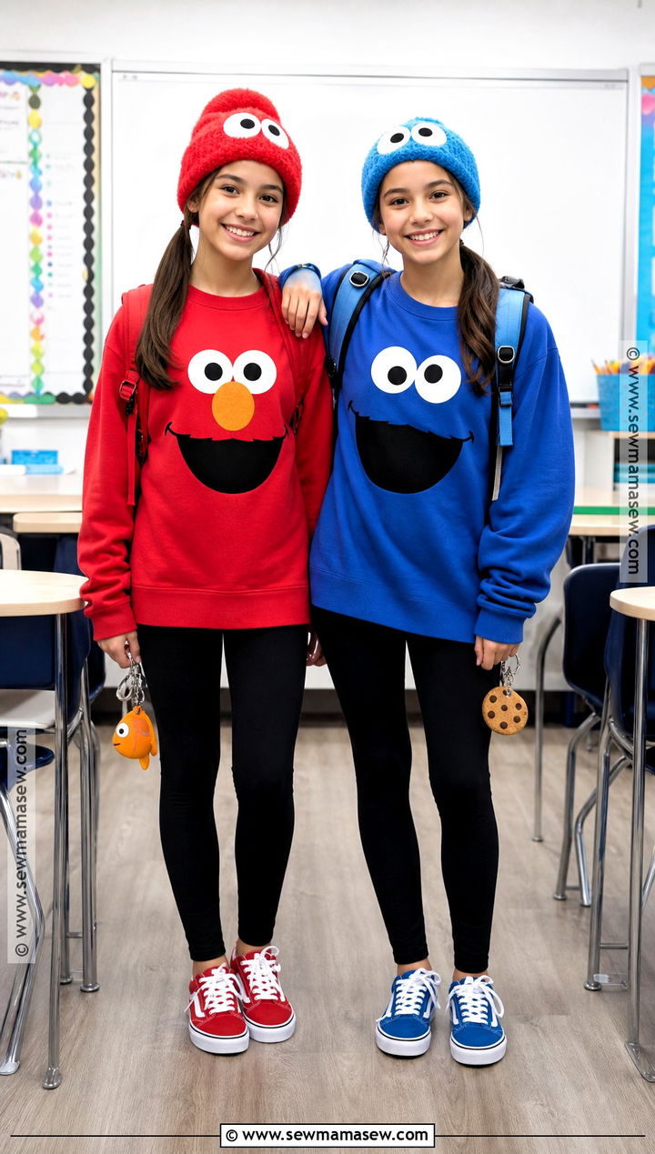 Elmo And Cookie Monster Sweatshirt Costume - 40 elmo and cookie monster costumes