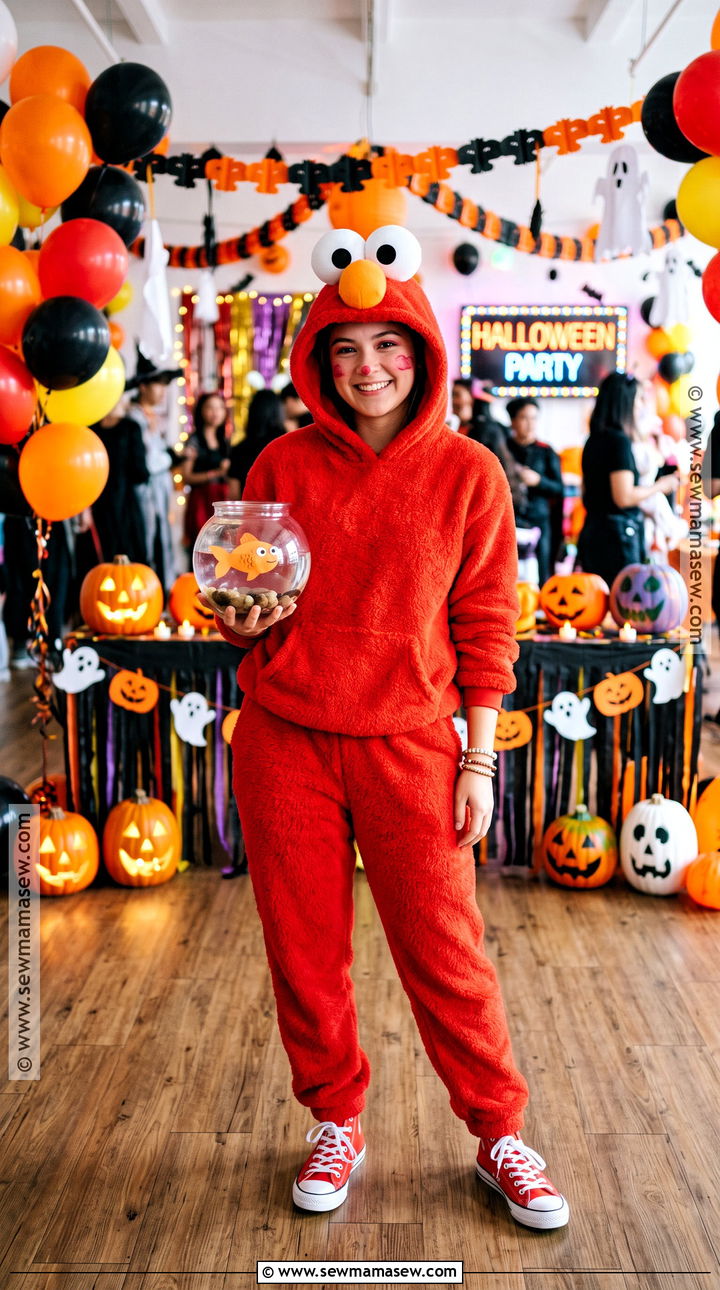 Elmo Costume With Red Fuzzy Outfit - 30 Sesame Street Halloween Costumes
