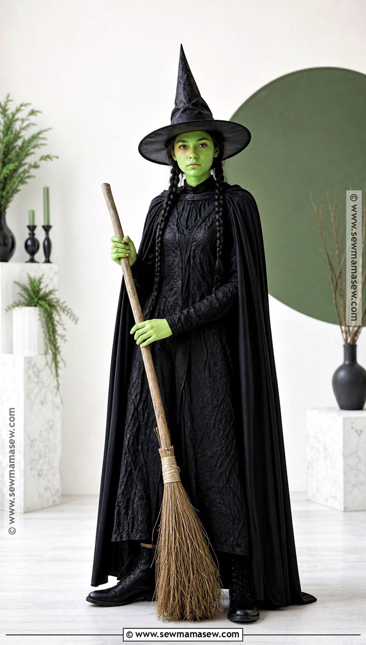 Elphaba Green Witch Costume With Black Cape - 30 halloween costume ideas for teenage for girls