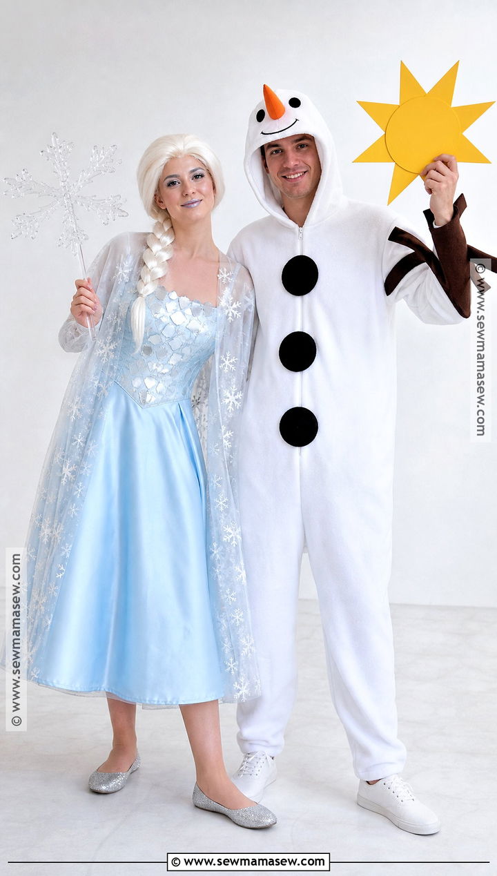 Elsa And Olaf Duo Costume - 30 frozen costume ideas