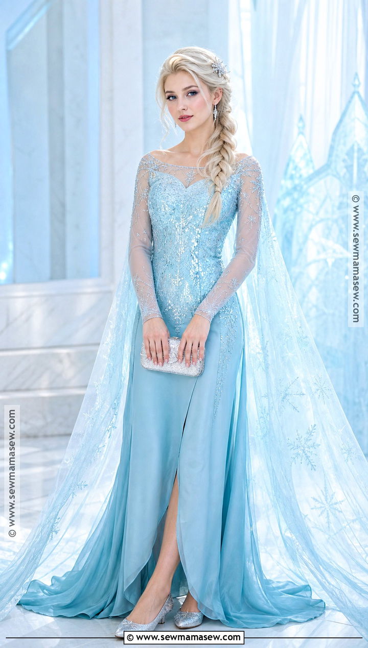 Elsa Cosplay With Blue Cape Dress - 30 cosplay female ideas