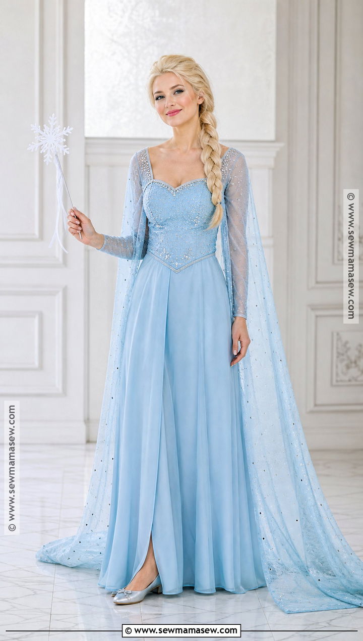 Elsa Costume With Blue Maxi Dress - 30 Simple Disney Costumes