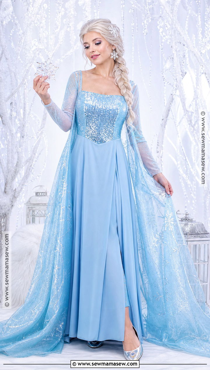 Elsa Costume With Ice Blue Cape - 30 disney dress up ideas