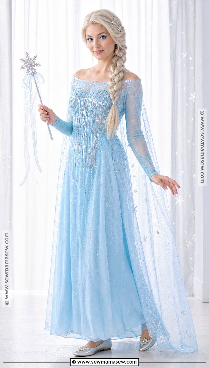 Elsa Costume With Sparkling Blue Gown - 35 disney costume ideas