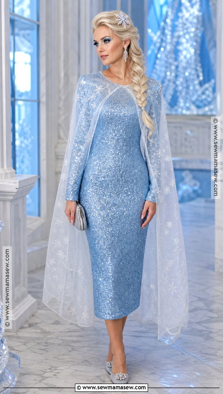 Elsa Halloween Outfit With Blue Sequin Dress - 30 disney halloween outfits for women