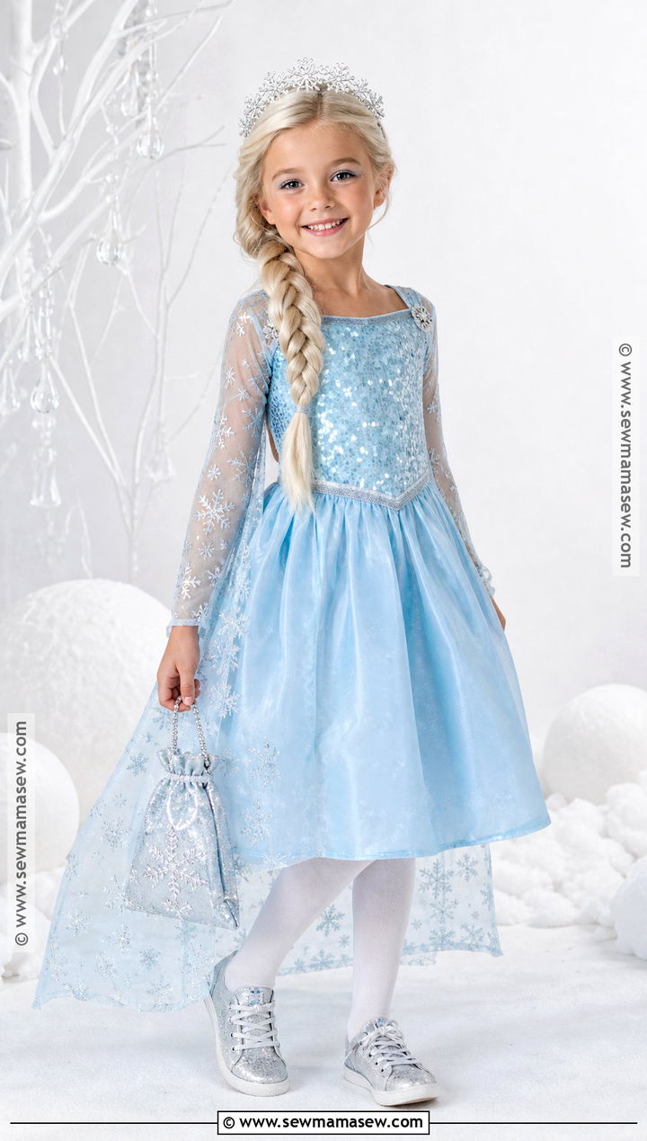 Elsa Ice Queen Costume With Blue Cape - 30 halloween costumes girls for kids