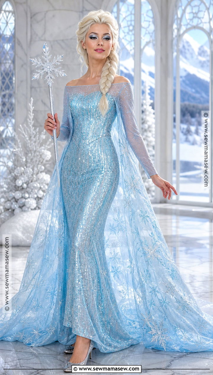 Elsa Ice Queen Costume With Blue Gown - 30 frozen costume ideas