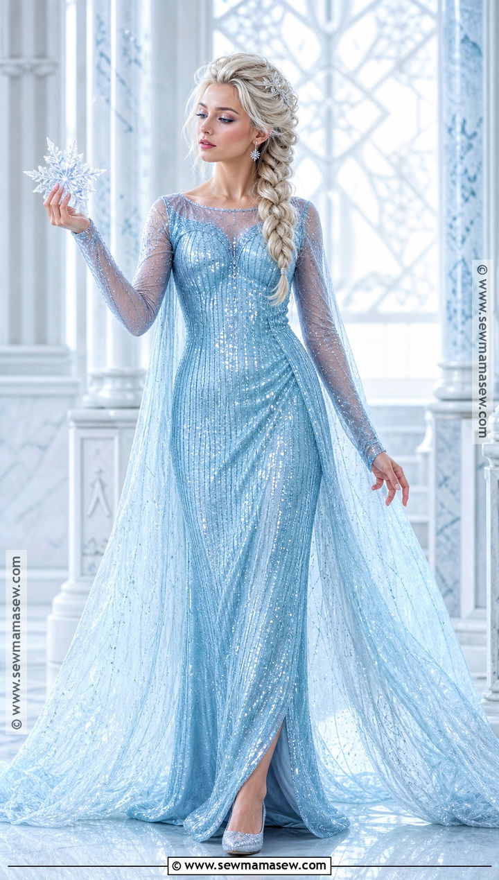 Elsa Princess Costume With Ice Blue Cape - 35 Princess Costume Ideas
