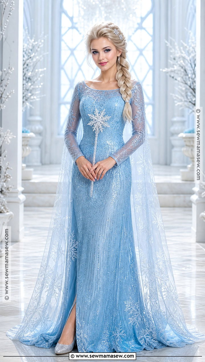 Elsa Princess Costume With Icy Blue Cape - 30 princess dress up ideas