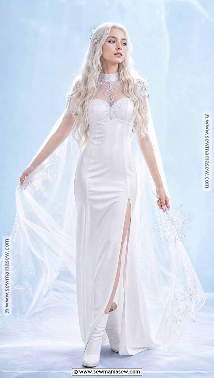 Elsa White Spirit Costume With Flowing Cape - 30 frozen costume ideas