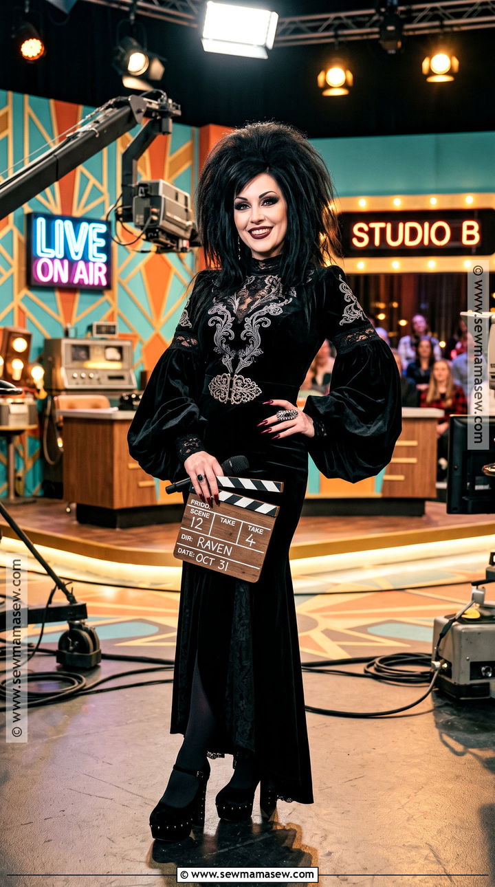 Elvira Costume With Voluminous Black Hair - 45 black hair halloween costumes
