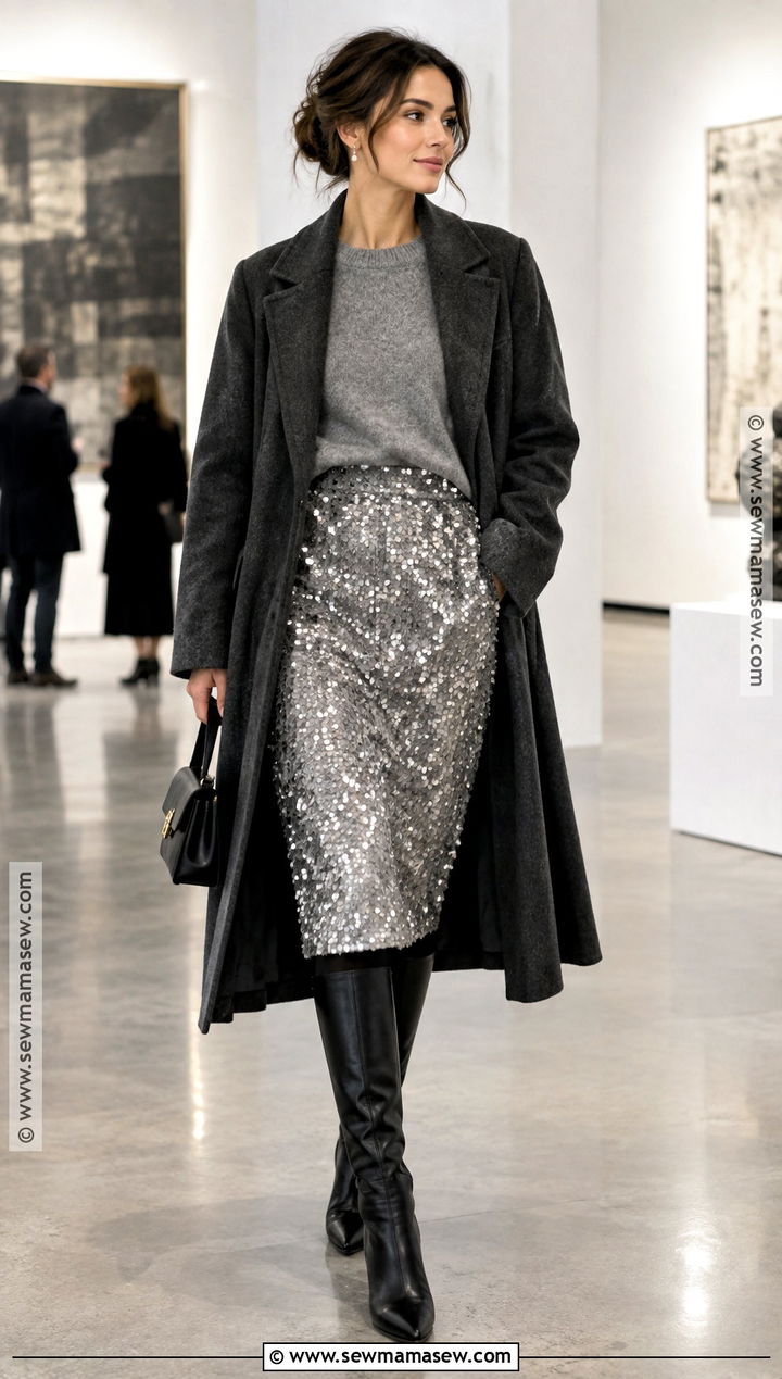 Embellished Skirt and Cashmere Sweater Outfit - 15 2026 fall and winter fashion ideas