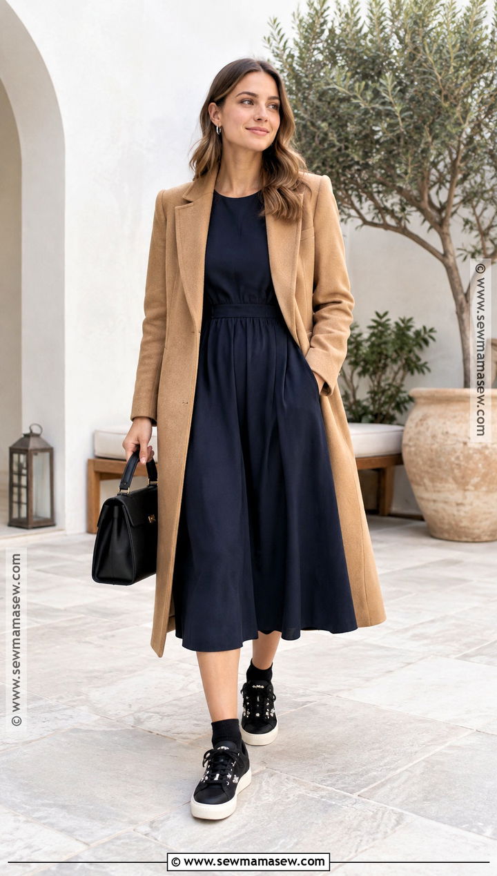 Embellished Sneakers With a Simple Dress - 25 autumn sneakers