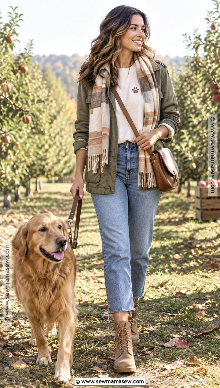 Embroidered Dog Mom Shirt With A Utility Jacket - 15 Fall Dog Mom Shirt Ideas