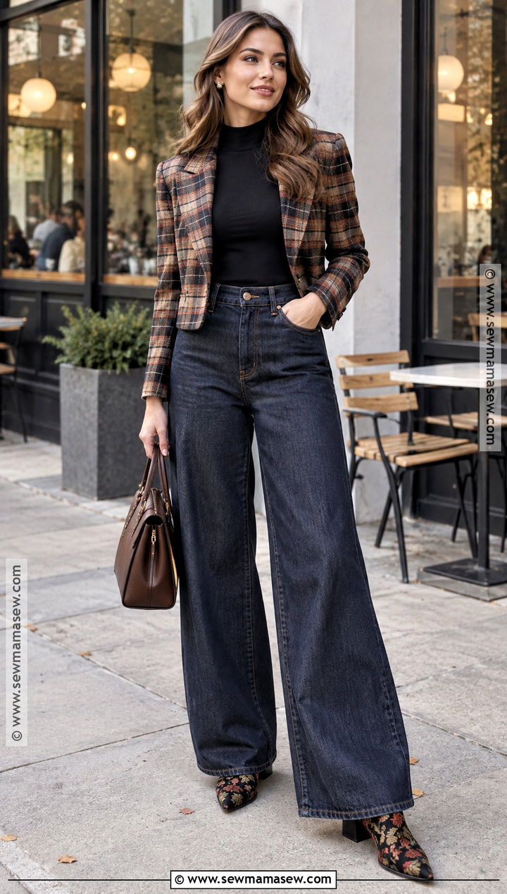 Embroidered Floral Boots With Wide Leg Jeans - 15 autumn floral boots