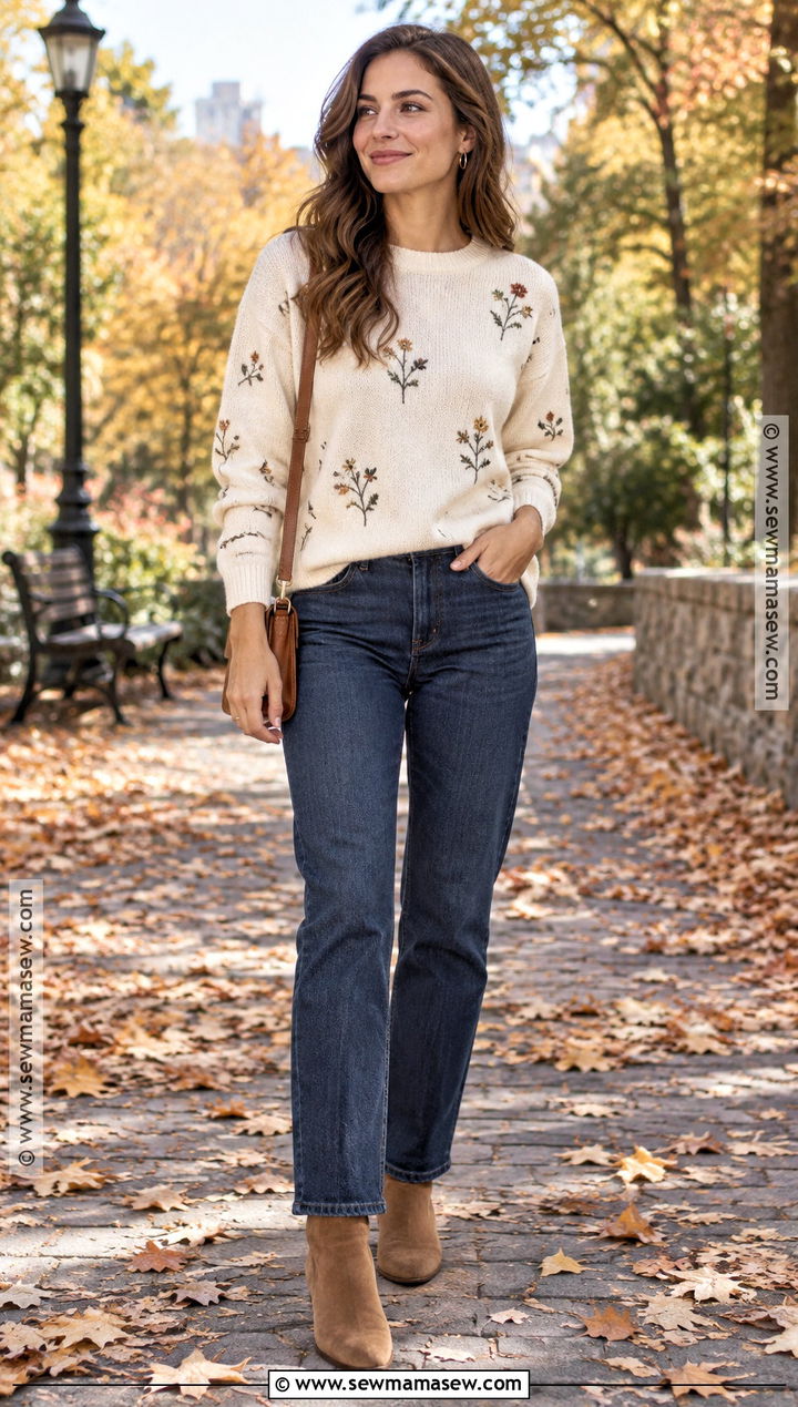Embroidered Sweater Outfit - 15 Aesthetic Fall Sweaters