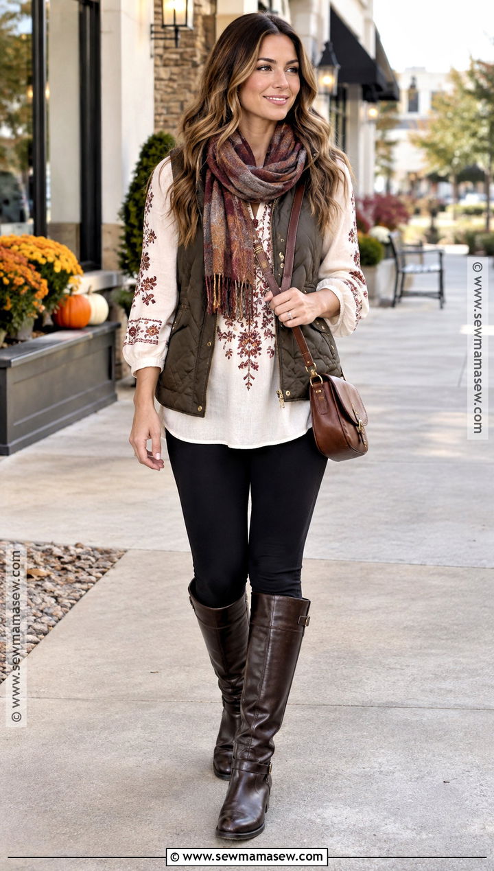 Embroidered Tunic Shirt With Leggings And Boots - 15 Fall Embroidered Shirts