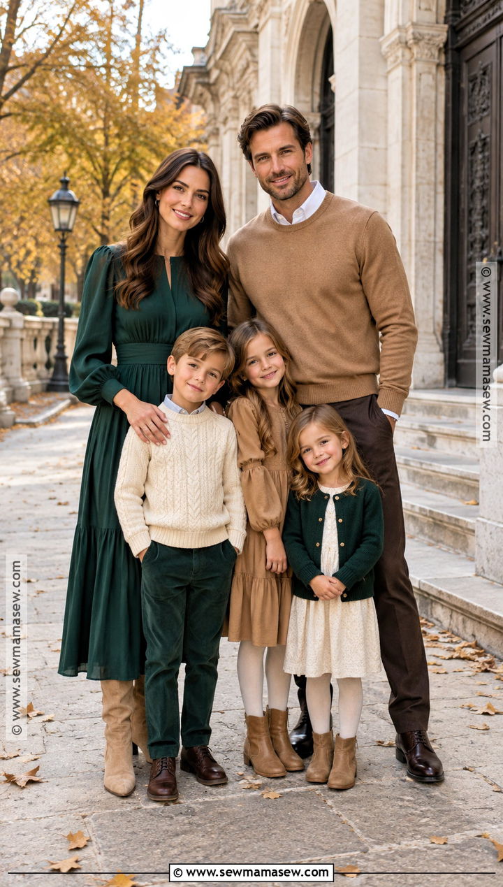 Emerald And Camel Family Portrait Outfit - 20 Fall Family Portraits Outfits