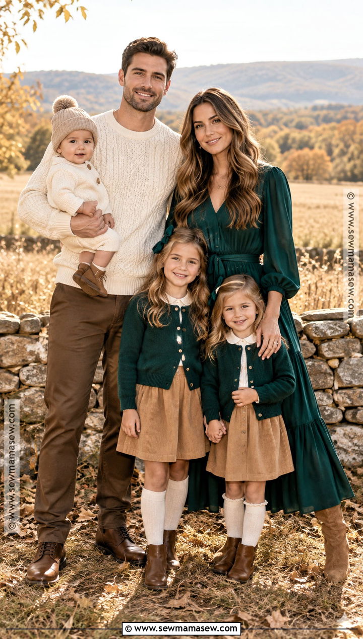 Emerald And Cream Fall Family Photo Outfits - 20 outdoor family photo outfits fall