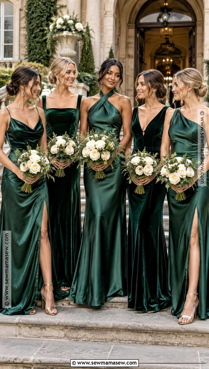 Emerald And Gold Bridesmaid Dresses - 15 Autumn Wedding Colors Palette Bridesmaid Dresses