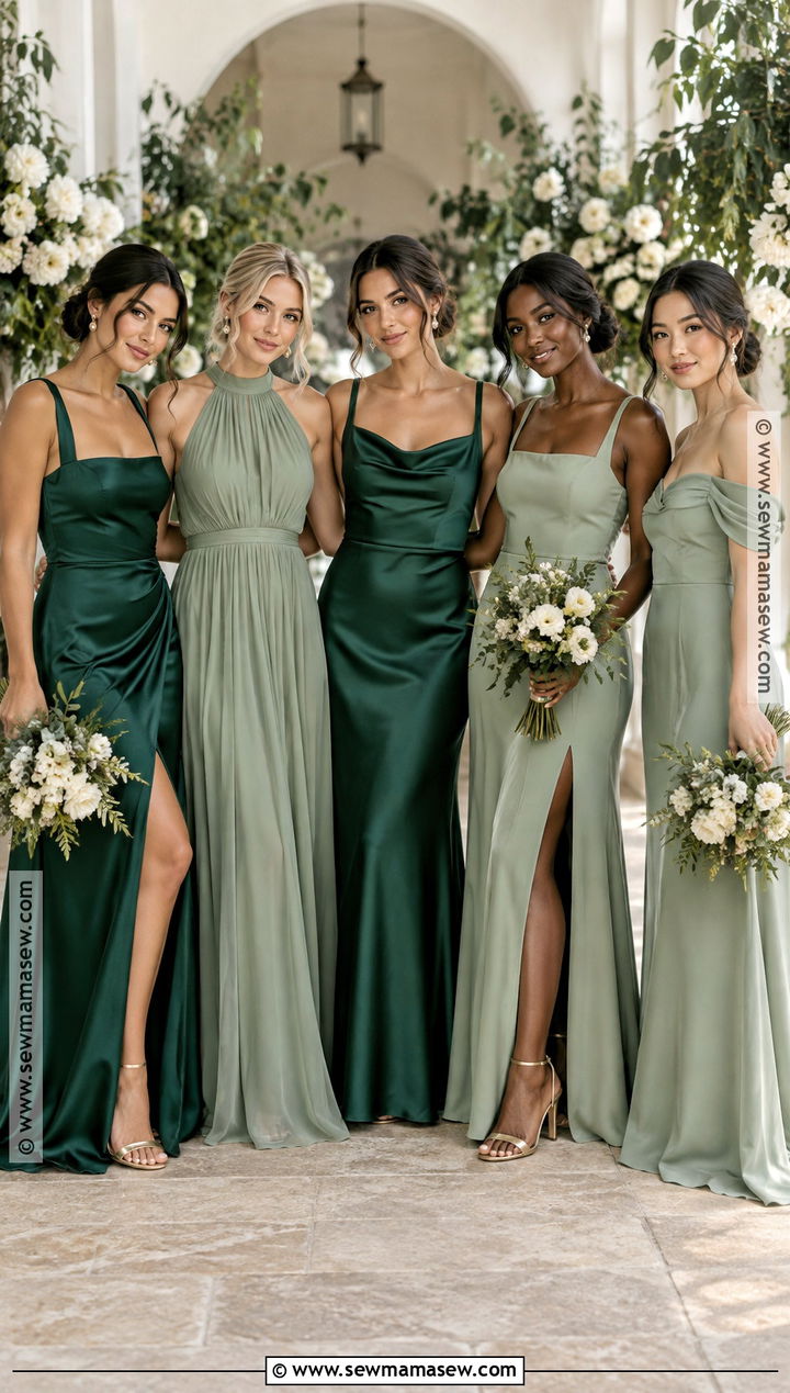Emerald And Sage Bridesmaid Dresses - 15 Fall Mix Matched Bridesmaid Dresses
