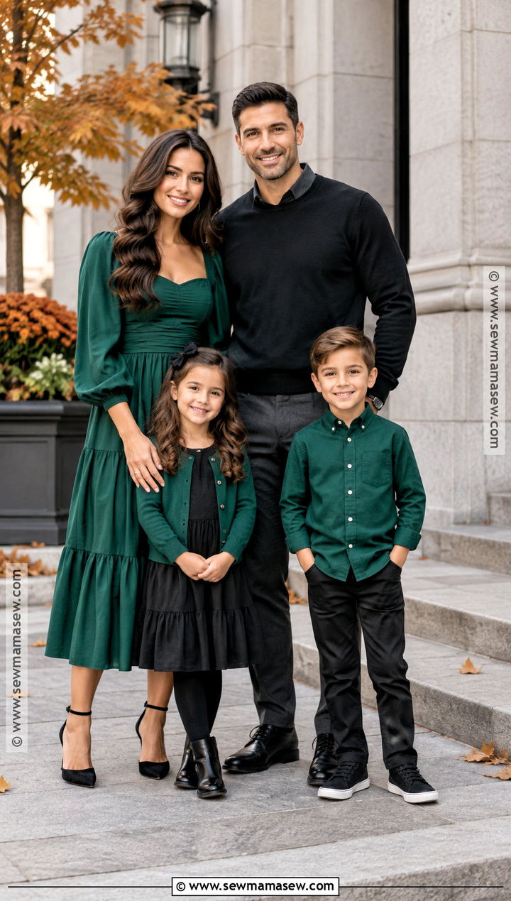 Emerald Green And Black Family Photo Outfit - 15 fall family pictures outfits 2026 green