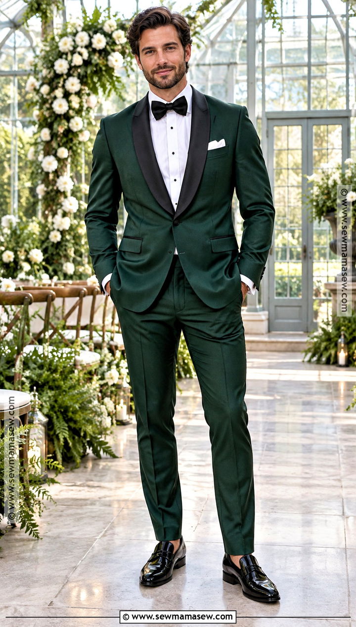 Emerald Green Fall Wedding Tuxedo - 20 fall wedding tux groom attire ideas