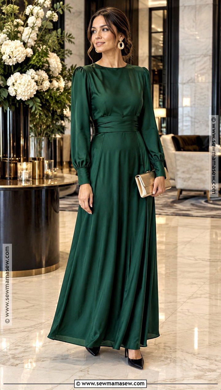 Emerald Green Long Sleeve Wedding Guest Dress - 20 long sleeve wedding guest dress fall ideas