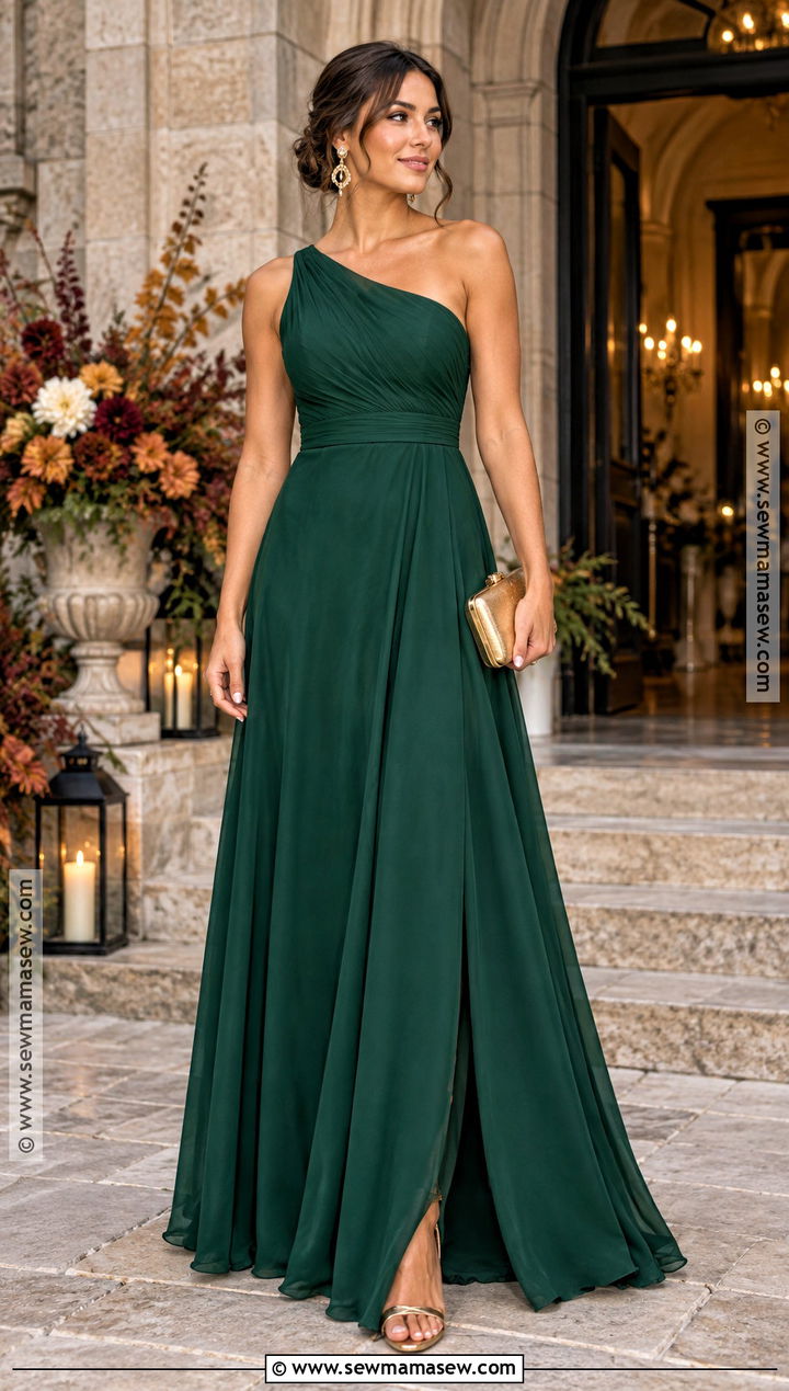 Emerald Green One Shoulder Bridesmaid Dress - 15 Fall 2026 Bridesmaid Dresses