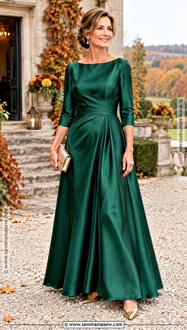 Emerald Green Satin A Line Mother of the Groom Dress - 15 mother of the groom fall dresses