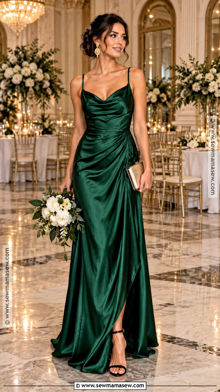 Emerald Green Satin Bridesmaid Dress - 20 fall colored bridesmaid dresses
