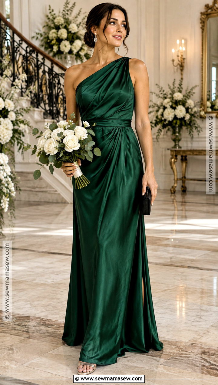 Emerald Green Satin Bridesmaid Dress - 20 fall wedding colors bridesmaid dresses
