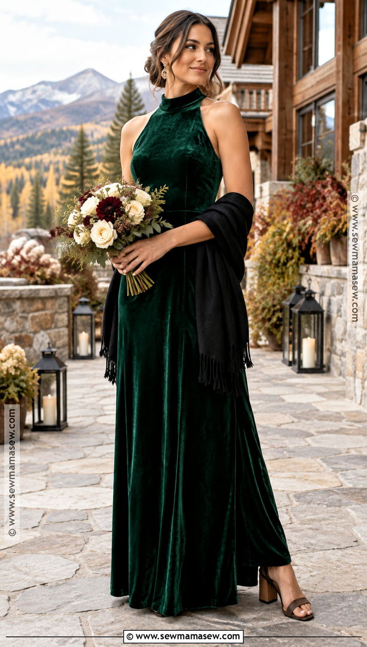 Emerald Green Velvet Bridesmaid Dress - 15 Fall Rustic Bridesmaid Dresses
