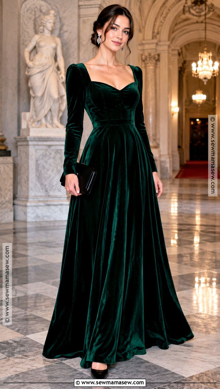 Emerald Green Velvet Fall Ball Dress - 20 Fall Ball Dresses