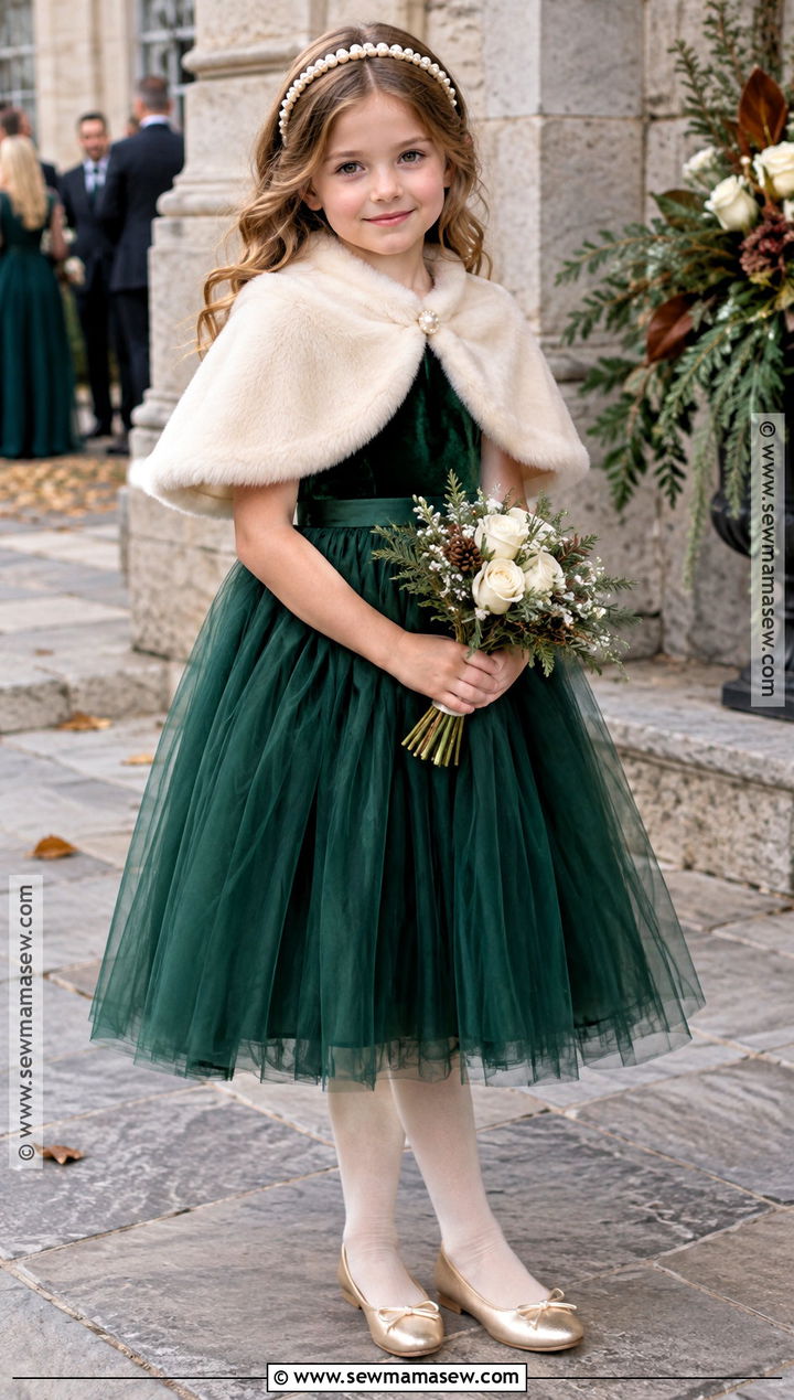 Emerald Green Velvet Flower Girl Dress - 15 Fall Color Flower Girl Dresses