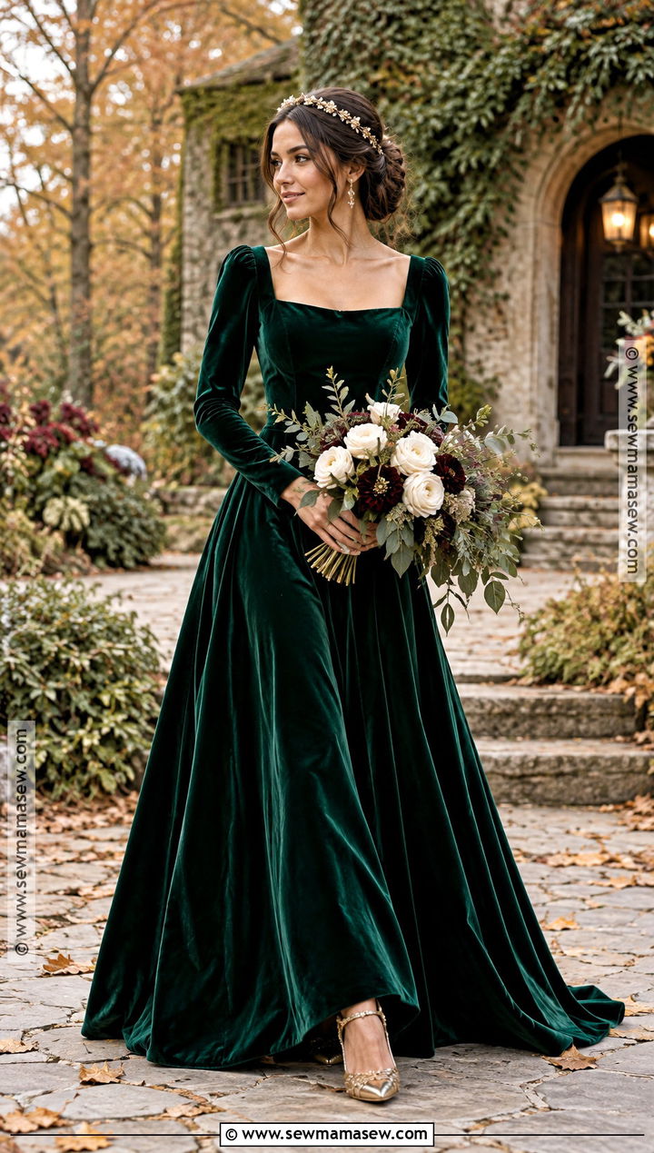 Emerald Green Wedding Dress - 15 Non Traditional Fall Wedding Dress Ideas