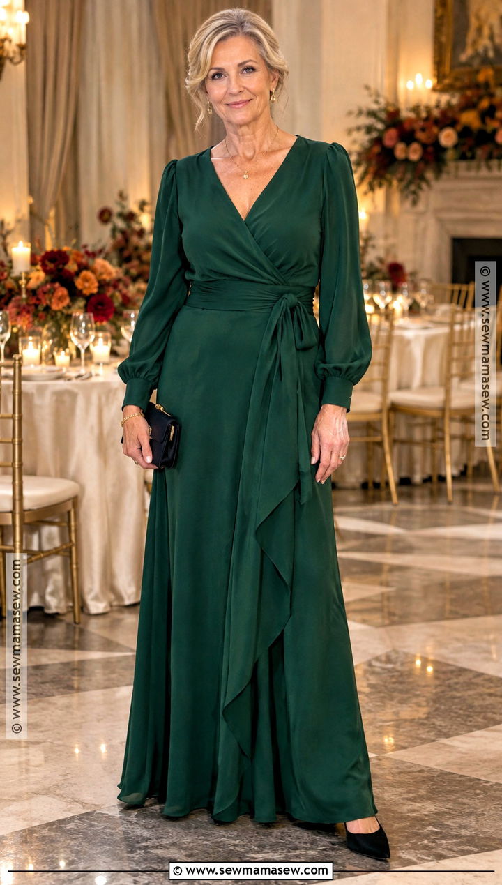 Emerald Green Wrap Mother of the Groom Gown - 25 mother of the groom dresses for fall