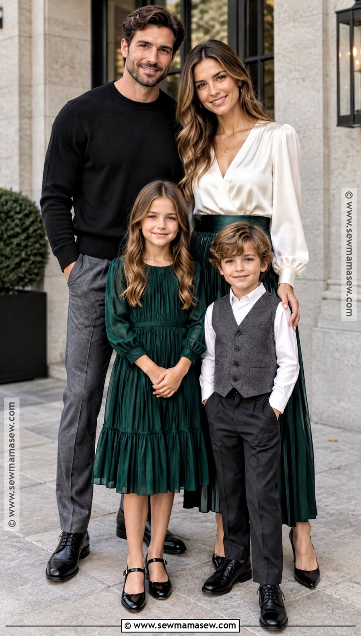 Emerald Green and Black Family Photo Outfit - 15 family photo outfits fall green