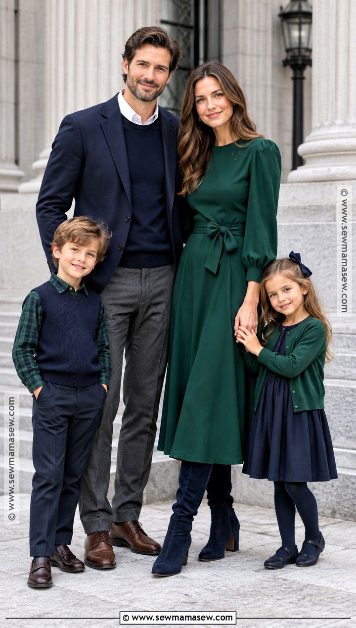 Emerald Green and Navy Family Photo Outfits - 15 fall green family pictures outfits