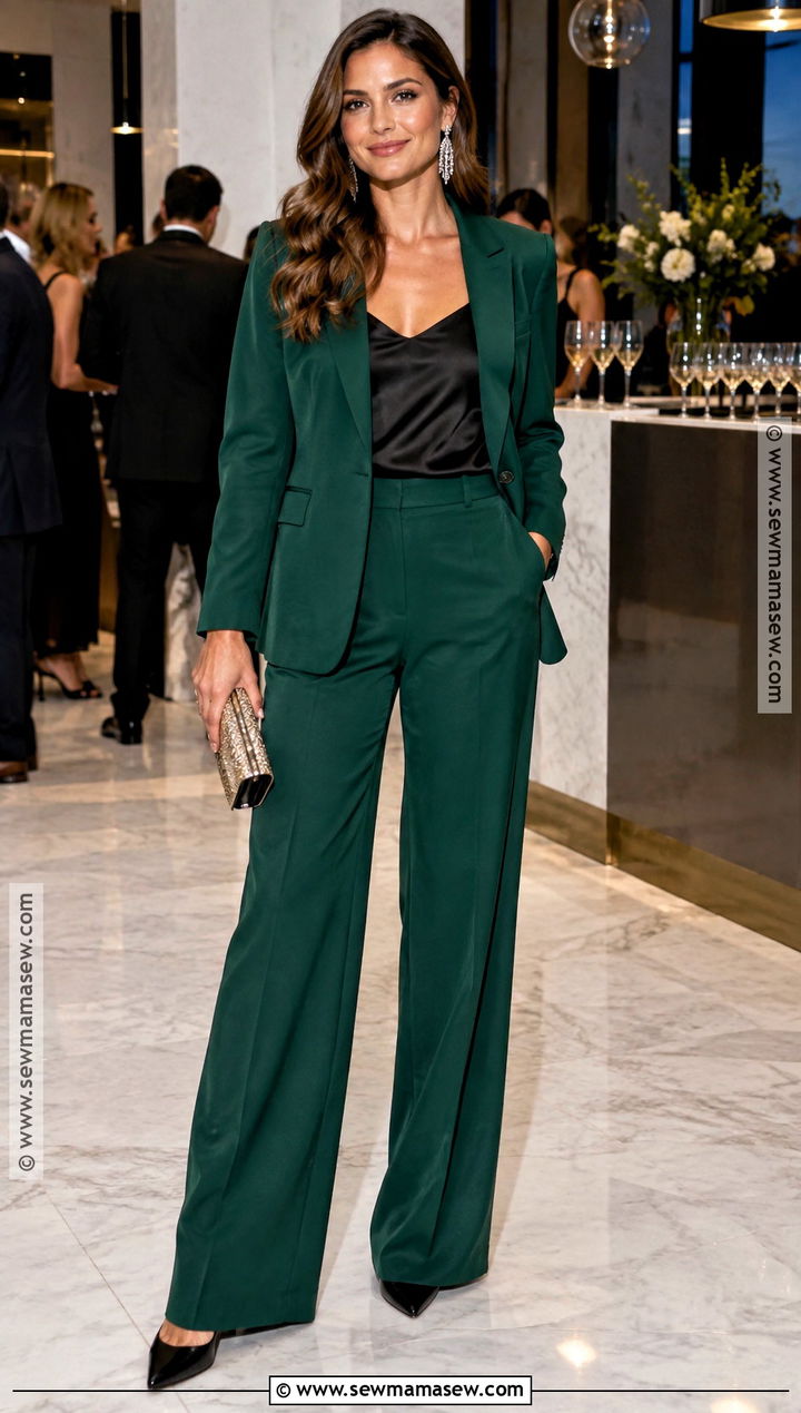 Emerald Pantsuit Fall Party Outfit - 20 fall party outfits